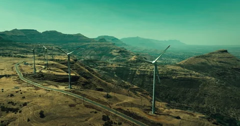 Car Driving Through Scenic Windmill Landscape Stock Footage 304106001