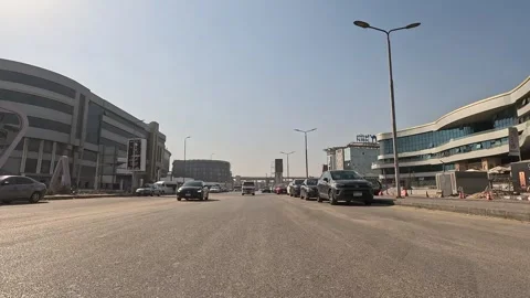Car Driving Through Spacious Streets New Cairo Showing Buildings Traffic Stock-Footage 329816072