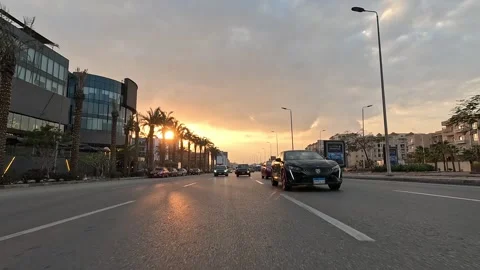 Car Driving Through Spacious Streets New Cairo Showing Buildings Traffic Stock Footage 329895493