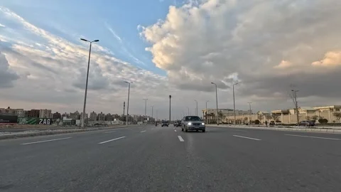 Car Driving Through Spacious Streets New Cairo Showing Buildings Traffic Stock Footage 329952383