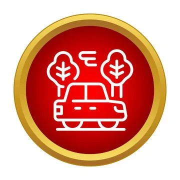 Car driving through trees symbolizing road trip travel Stock Illustration