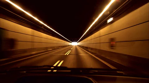 A car driving through a tunnel, Sweden. Stock Footage