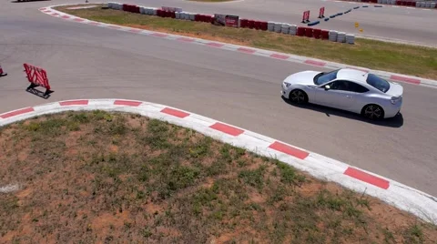 Car driving on track - bird view Stock Footage 41361695