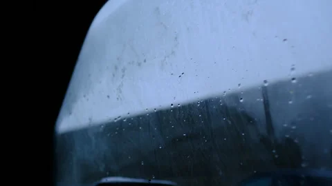 Car, driving in traffic jam, rain and wet glass, traveling Video stock 295547538
