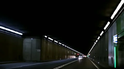 Car driving in Tunnel Stock Footage