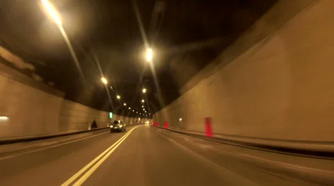 Car driving in the tunnel Stock Footage 61576463