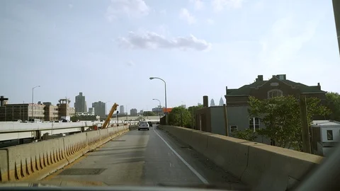 Car driving under construction road car view. handheld Stock Footage 109624249