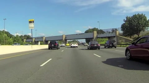 Car Driving Under Overpass on Highway Stock Footage 59791952