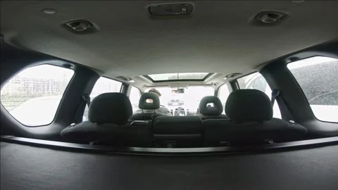 Car driving vie from the trunk Stock Footage 153363876