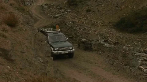 Car driving in Wakhan Valley, Afghanistan Stock Footage