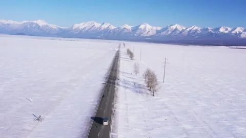 Car is driving on a winter highway Stock Footage 281239749