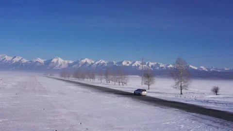 Car is driving on a winter highway Stock Footage 281240072