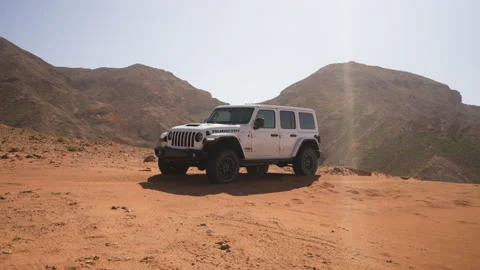 The car is on the dunes Stock Footage 201787787
