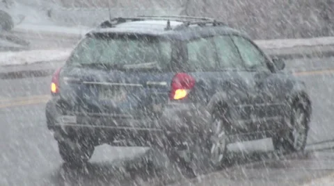 Car During Snowstorm 動画素材 54756477