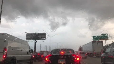 In a car during a strong thunderstorm 스톡 동영상 172336024