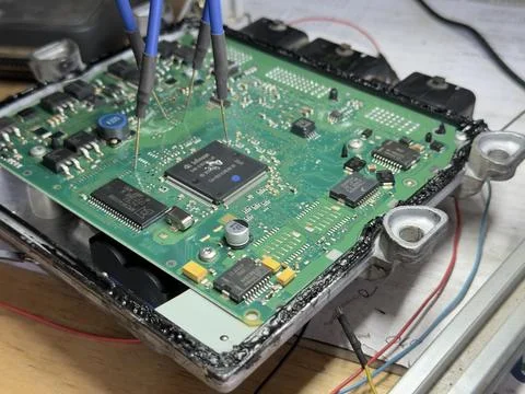Car ecu remapping service programming engine control unit Stock Photos