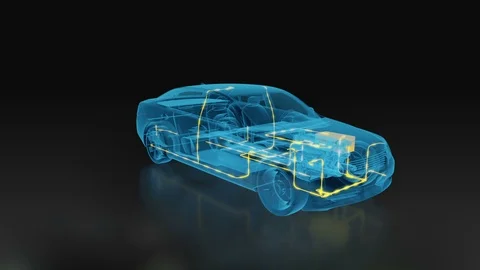 Car Electric System x-ray 3d car inside stock video Vidéo 125990575