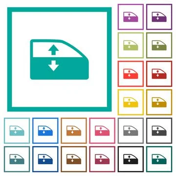 Car electric window winder flat color icons with quadrant frames Stock Illustration