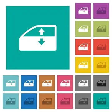 Car electric window winder square flat multi colored icons Stock Illustration