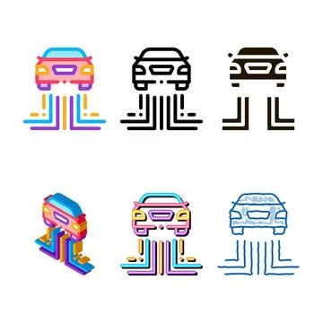 Car electronic concepts technology icon vector outline Stock Illustration