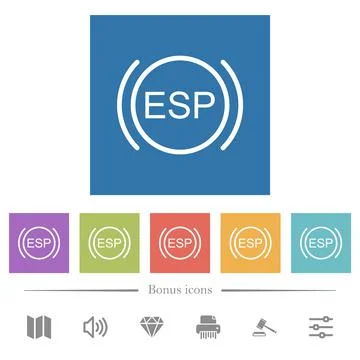 Car electronic stability program indicator flat white icons in square backgro Illustrazione stock