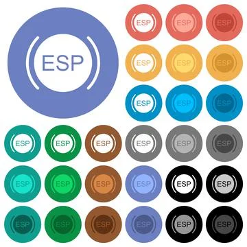 Car electronic stability program indicator round flat multi colored icons Illustrazione stock