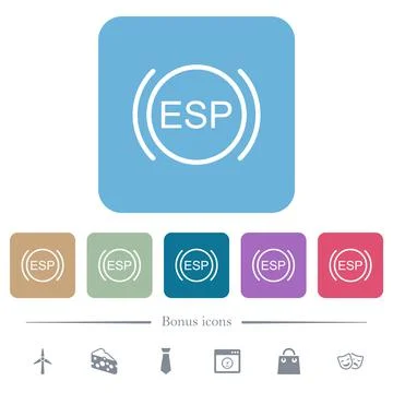 Car electronic stability program indicator white flat icons on color rounded Illustrazione stock