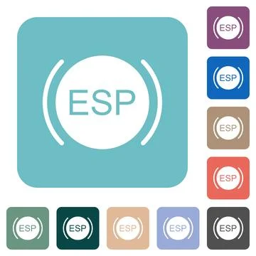 Car electronic stability program indicator rounded square flat icons Illustrazione stock