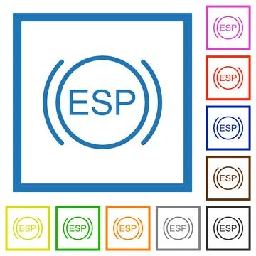 Car electronic stability program indicator flat framed icons Illustrazione stock