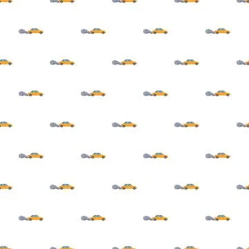 Car emitting exhaust fumes causing air pollution seamless pattern Stock Illustration