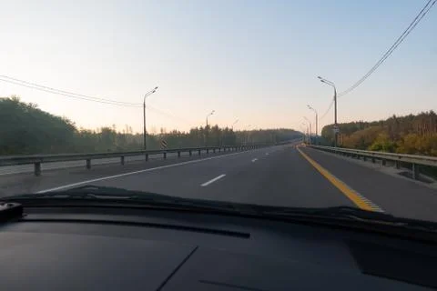 The car on empty road Stock-Fotos