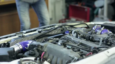Car engine after cleaning, close up Stock Footage 67984325