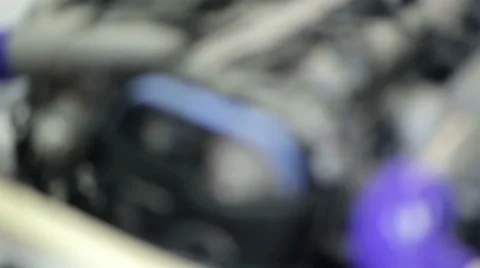 Car engine after cleaning, close up and unfocus Stock Footage 67985106