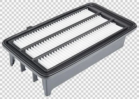 Car engine air filter. Replace one old, dirty air filter on brand new Foto stock