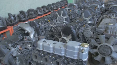 Car engine in auto part store Stock Footage 97244344