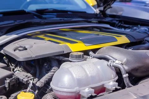 Car engine, car engine close up, engine of a sports car 스톡 사진