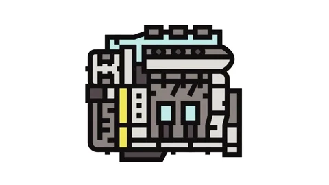 Car engine car mechanic color icon animation Stock Footage 326106555