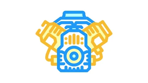 Car engine car mechanic color icon animation Stock Footage 327267152