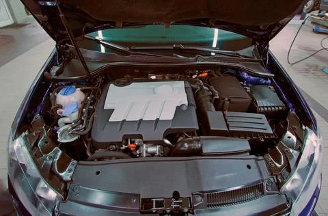 Car engine in car service Stock Photos