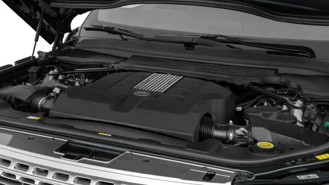 Car engine Carpathian Gray Metallic 2016 Land Rover Range Rover LWB Supercharged Stock Footage 159864907