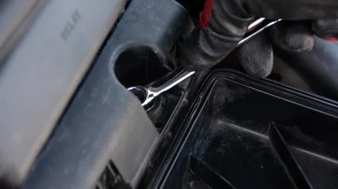 Car engine, closeup look, repair Stock Footage 49660277