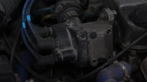 Car Engine Component Close-Up Inspection Stock Footage 345566856