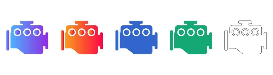 Car Engine Component Icon Set Stock Illustration