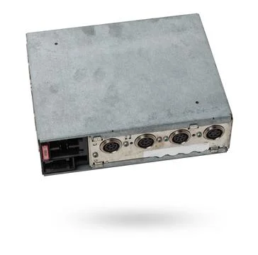 Car engine control unit with metal elements on a white isolated background .. Stock Photos