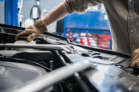 Car Engine Coolant Level Check Stock Photos