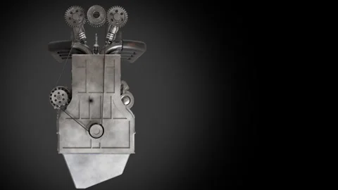 Car engine design with metal parts, gears, and metal block structure Stock Footage 323328853