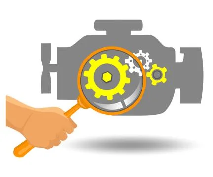 Car engine diagnostics. Illustrazione stock