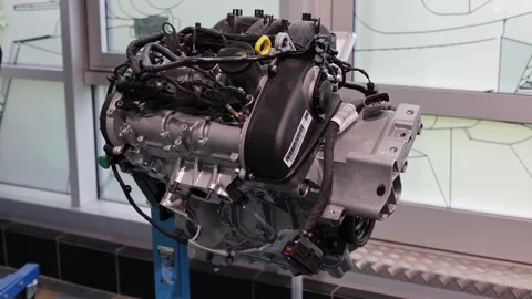 Car engine at the exhibition Video stock 286043228