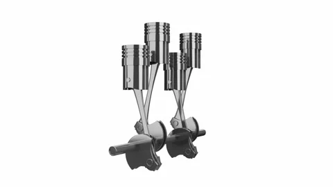 Car Engine with Four Cylinders and Rotating Crankshaft Stock Footage 332910883