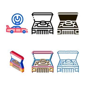 Car engine icon modern vector outline Stock Illustration